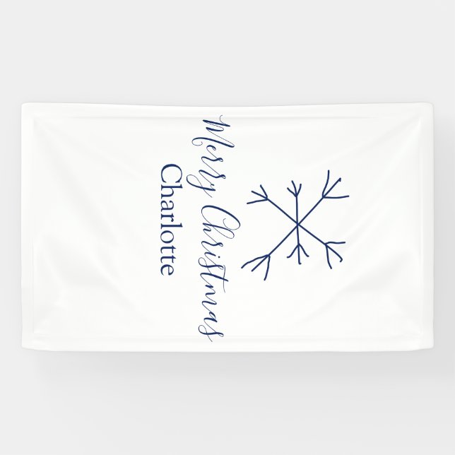 Frohe Weihnachts-blaue Schneeflocken fügen Namen F Banner (Horizontal)