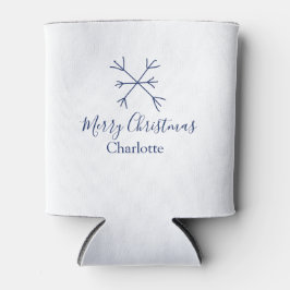 Frohe Weihnachts-blaue Schneeflocken fügen Namen F Dosenkühler