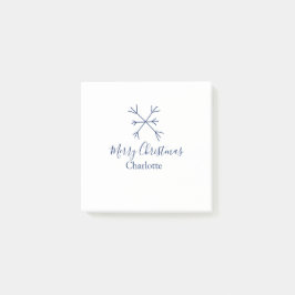 Frohe Weihnachts-blaue Schneeflocken fügen Namen F Post-it Klebezettel