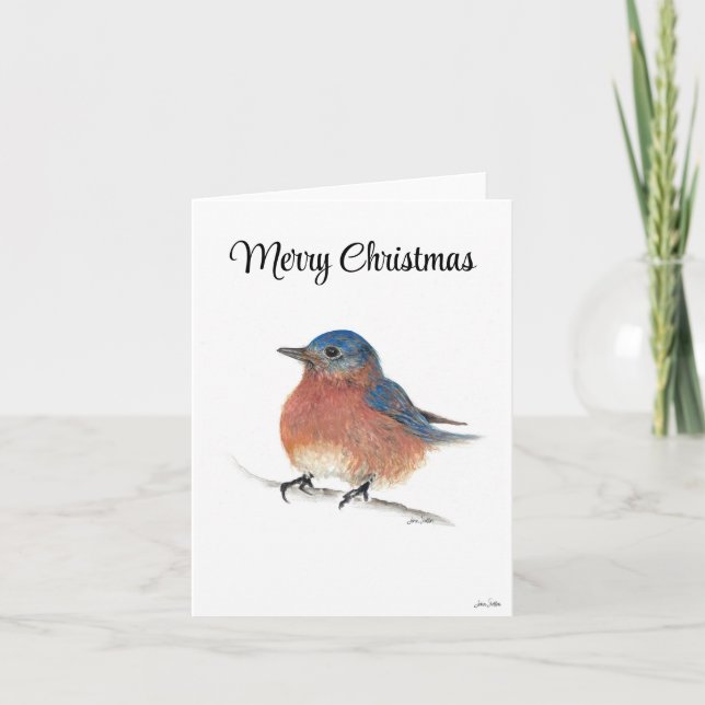 Frohe Weihnachts Blue Bird Weihnachtskarte Karte (Vorderseite)