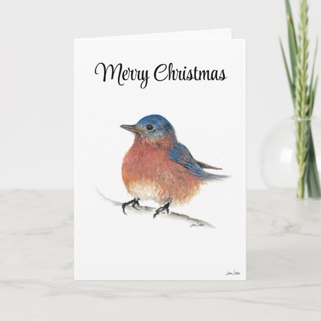 Frohe Weihnachts Blue Bird Weihnachtskarte Karte (Vorderseite)