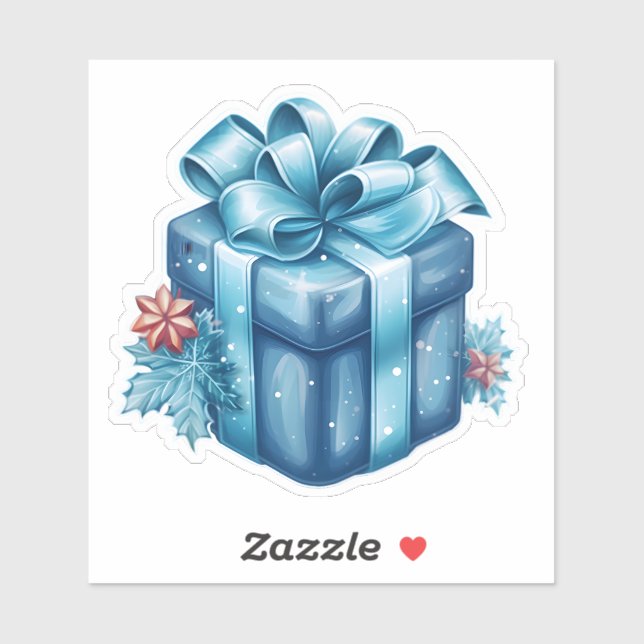 Frohe Weihnachts Blue Festive Geschenkboxen mit Bo Aufkleber (Blatt)