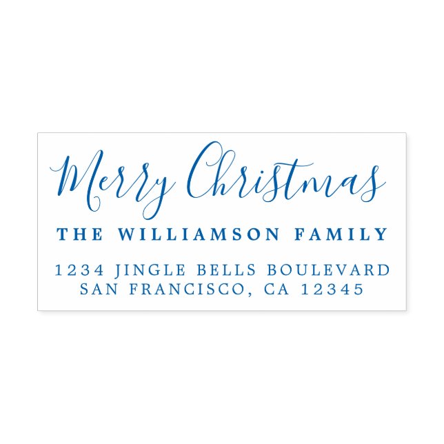 Frohe Weihnachts Blue Rücksendeadresse Permastempel (Design)