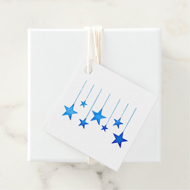 Frohe Weihnachts Blue Star Dekoration mit Text Geschenkanhänger (Beispiel)