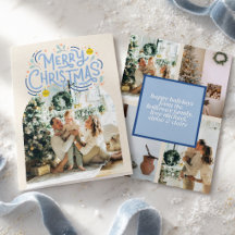 Frohe Weihnachts Blue Typografy Arched Foto