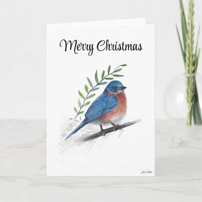 Frohe Weihnachts Bluebird Bird Holiday Card Karte (Vorderseite)