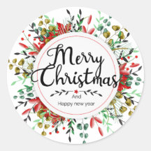 Frohe Weihnachts-Blume Wreath-Aufkleber