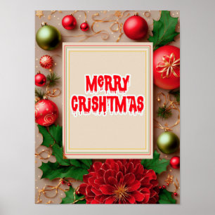 Frohe Weihnachts-Blume Wreath Poster