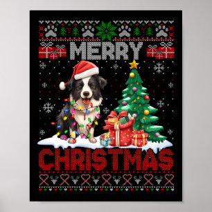 Frohe Weihnachts-Border Collie Dog liebt Ugly Xmas Poster