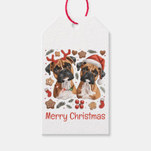 Frohe Weihnachts-Boxer-Hunde Geschenkanhänger