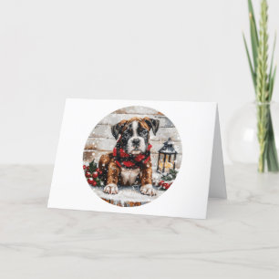 Frohe Weihnachts-Boxer-Welpe Feiertagskarte
