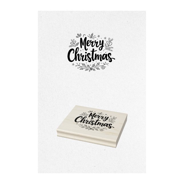 Frohe Weihnachts-Briefmarke Gummistempel (merry christmas stamp, christmas greeting stamp, holiday stamp, festive stamp, xmas stamp, )