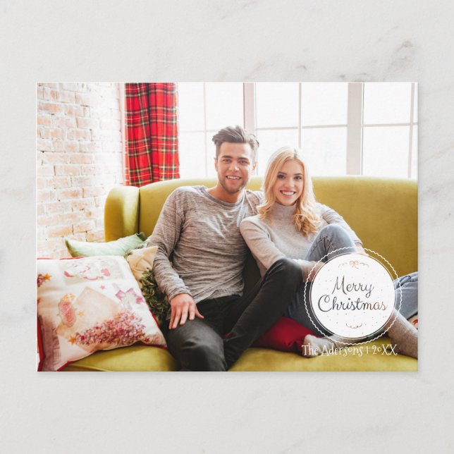 Frohe Weihnachts-Briefmarke Urlaub Foto Postkarte (Vorderseite)