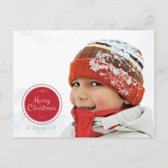 Frohe Weihnachts-Briefmarke Urlaub Foto Postkarte (Vorderseite)