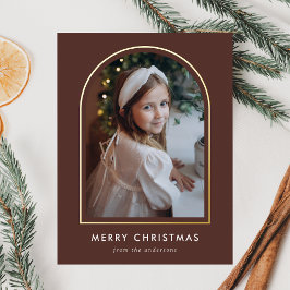 Frohe Weihnachts-Brown-Arch-Foto Folien Feiertagspostkarte