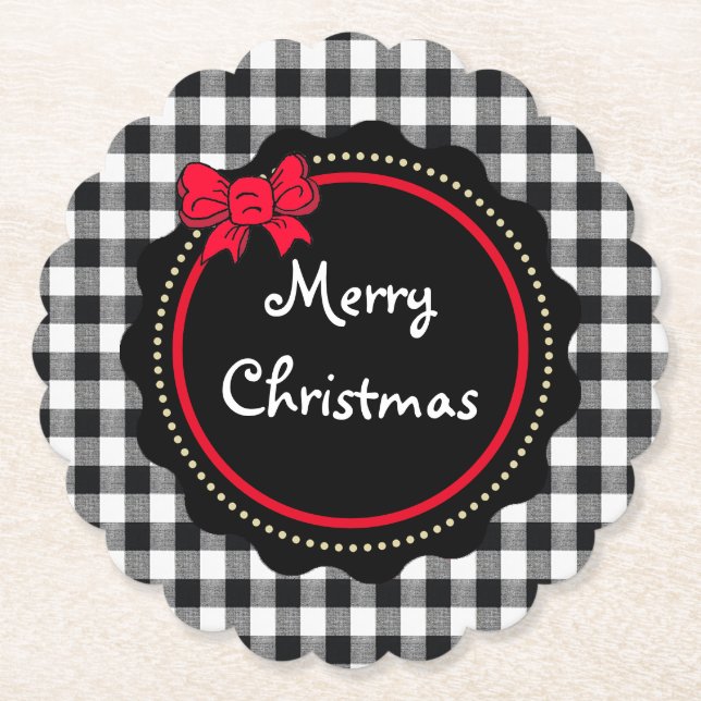 Frohe Weihnachts Buffalo Kariert Country Style Untersetzer (Vorderseite)