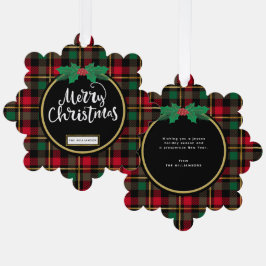 Frohe Weihnachts Buffalo Kariert Ornament Karte