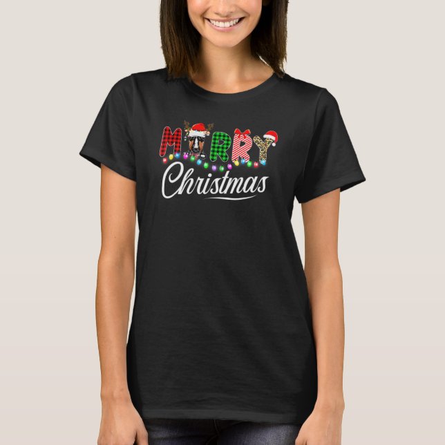Frohe Weihnachts Buffalo Kariert Red Bull Terrier  T-Shirt (Vorderseite)