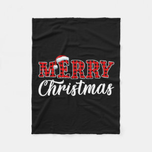 Frohe Weihnachts Buffalo Kariert Red Santa Family  Fleecedecke