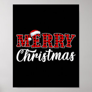 Frohe Weihnachts Buffalo Kariert Red Santa Family Poster