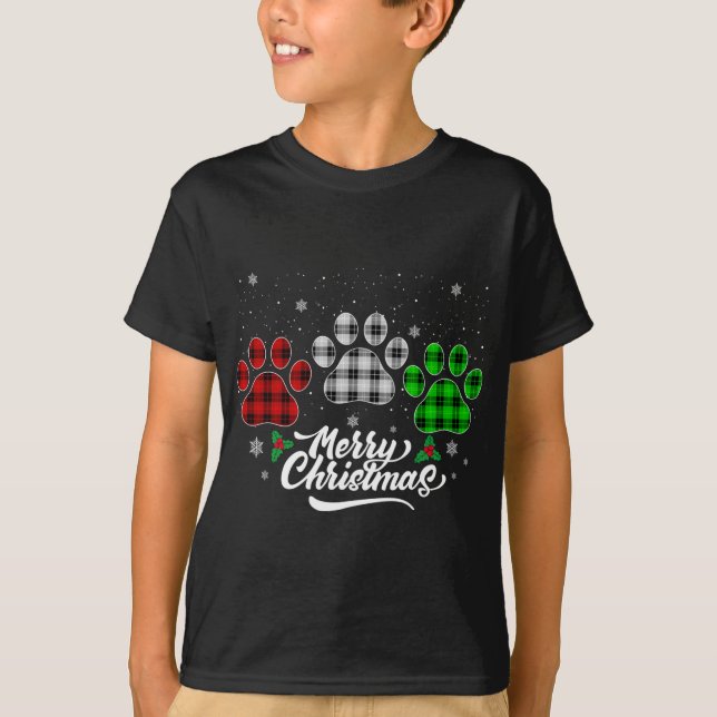 Frohe Weihnachts Buffalo Kariert Red White Green D T-Shirt (Vorderseite)