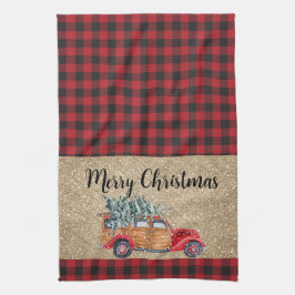 Frohe Weihnachts Buffalo Karierten Vintagen LKW Tr Geschirrtuch