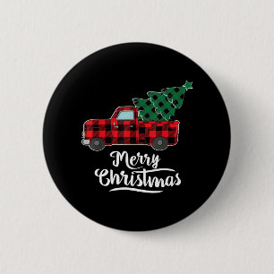 Frohe Weihnachts Buffalo Karierten Weihnachtsbaum Button