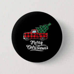 Frohe Weihnachts Buffalo Karierten Weihnachtsbaum Button