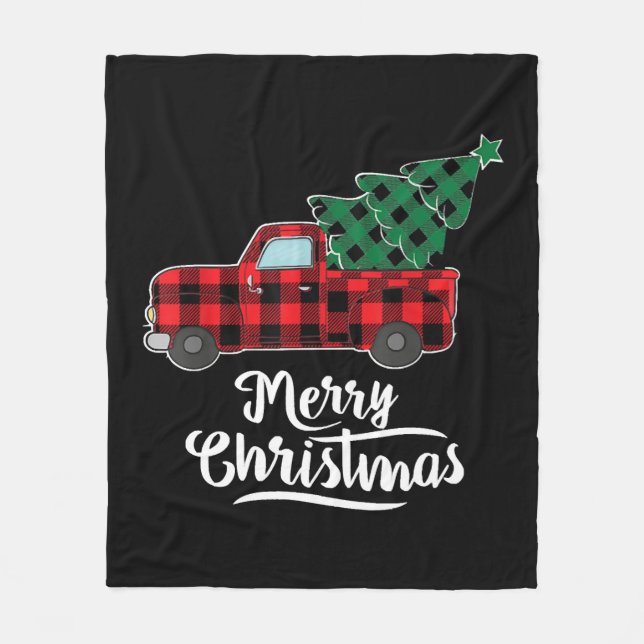 Frohe Weihnachts Buffalo Karierten Weihnachtsbaum  Fleecedecke (Vorderseite)