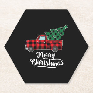 Frohe Weihnachts Buffalo Karierten Weihnachtsbaum Untersetzer