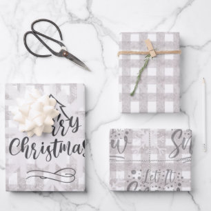 Frohe Weihnachts Buffalo Karo Wrapping Paper Set Geschenkpapier Set