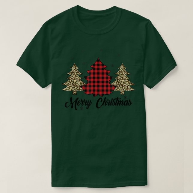 Frohe Weihnachts Buffalo Red Kariert Leopard Chris T-Shirt (Design vorne)