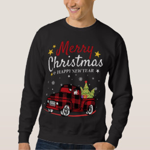 Frohe Weihnachts Buffalo Truck Snowman Tree Red Pl Sweatshirt