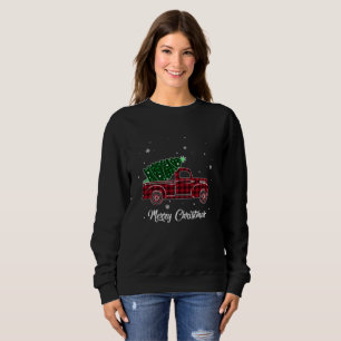 Frohe Weihnachts Buffalo Truck Tree Kariert für Sweatshirt