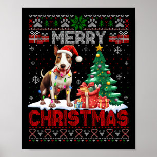 Frohe Weihnachts-Bull Terrier Hund liebt hässliche Poster