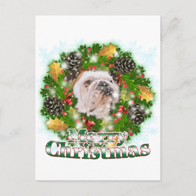 Frohe Weihnachts-Bulldog Feiertagspostkarte (Vorderseite)