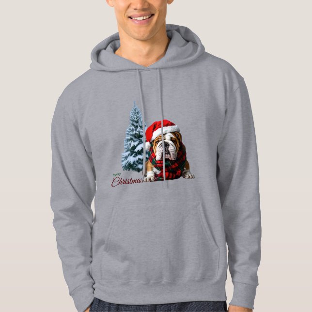 Frohe Weihnachts-Bulldog Hoodie (Vorderseite)