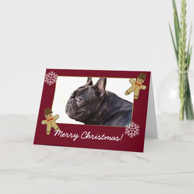 Frohe Weihnachts-Bulldog-Karte Feiertagskarte (Vorderseite)