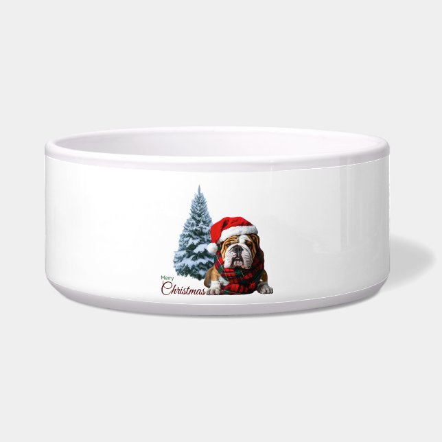 Frohe Weihnachts-Bulldog Napf (Vorderseite)