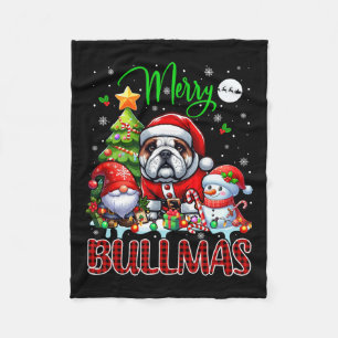 Frohe Weihnachts Bulldog Niedlich Santa Bulldog Gn Fleecedecke