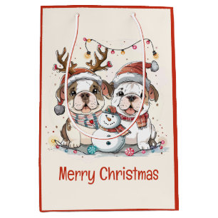 Frohe Weihnachts-Bulldogs Mittlere Geschenktüte