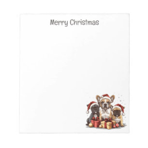 Frohe Weihnachts-Bulldogs-Weihnachtsmannmütze Notizblock