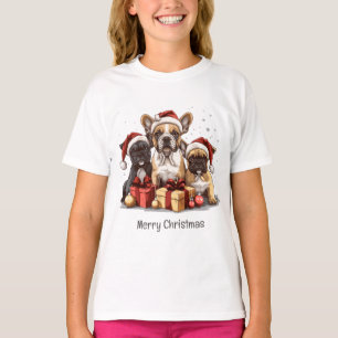 Frohe Weihnachts-Bulldogs-Weihnachtsmannmütze T-Shirt