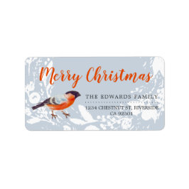 Frohe Weihnachts Bullfinch Bird Snowy Wreath Winte Adressaufkleber