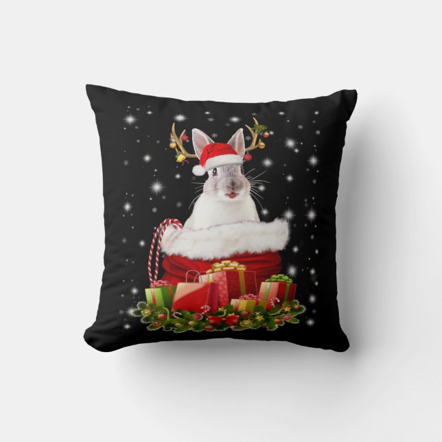 Frohe Weihnachts-Bunny-Geschenk für Bunny Lover Kissen (Vorderseite)
