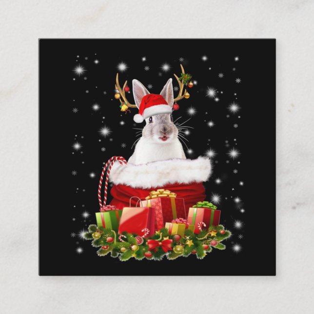 Frohe Weihnachts-Bunny-Geschenk für Bunny Lover Quadratische Visitenkarte (Vorderseite)