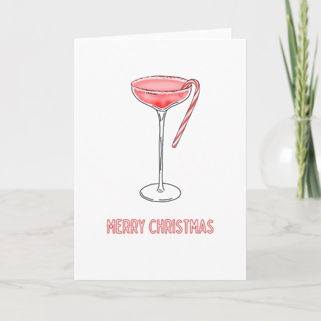 Frohe Weihnachts Candy Cane Cocktail Weihnachtskar Karte (Vorderseite)