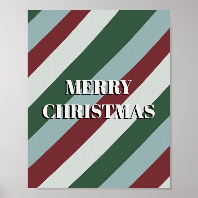 Frohe Weihnachts Candy Cane Streifenmuster Poster (Vorne)