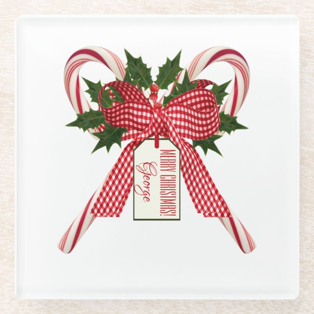 Frohe Weihnachts Candy Canes Bouquet Glasuntersetzer (Vorderseite)