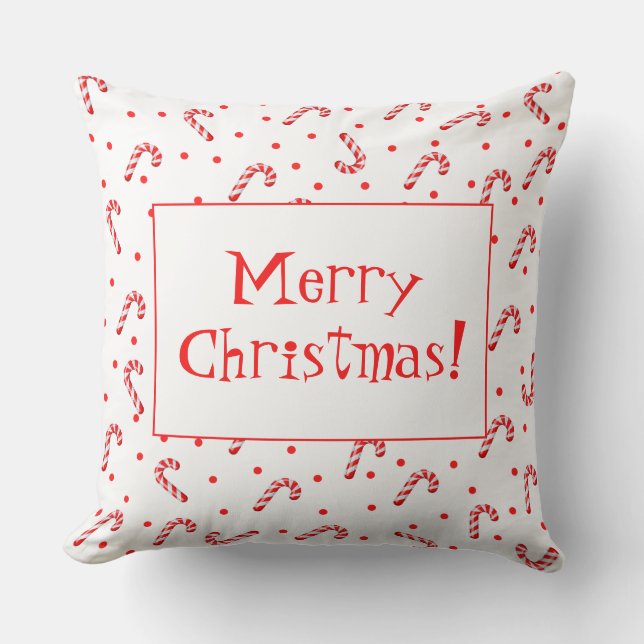 Frohe Weihnachts Candy Canes Throw Kissen (Vorderseite)